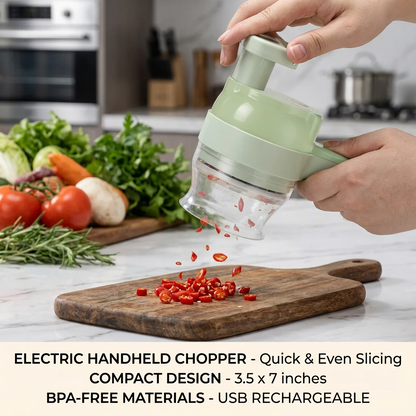قطاعة خضروات كهربائية - Hachoir Électrique Portable 4 en 1 pour Légumes